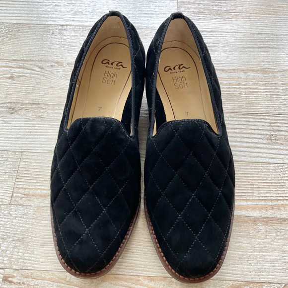Ara Katrice Quilted Suede Loafer | Black Size 7 - Picture 4 of 9